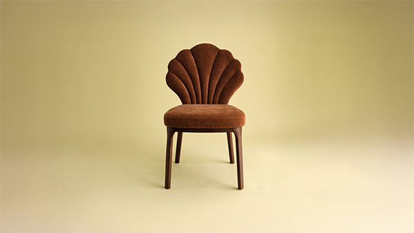 Brown chair shaped as shell